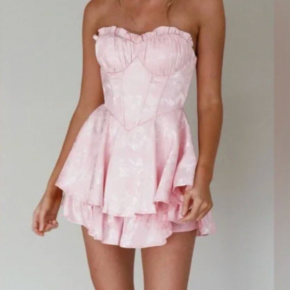 Paris Muse Gathered Bust Romper Pink